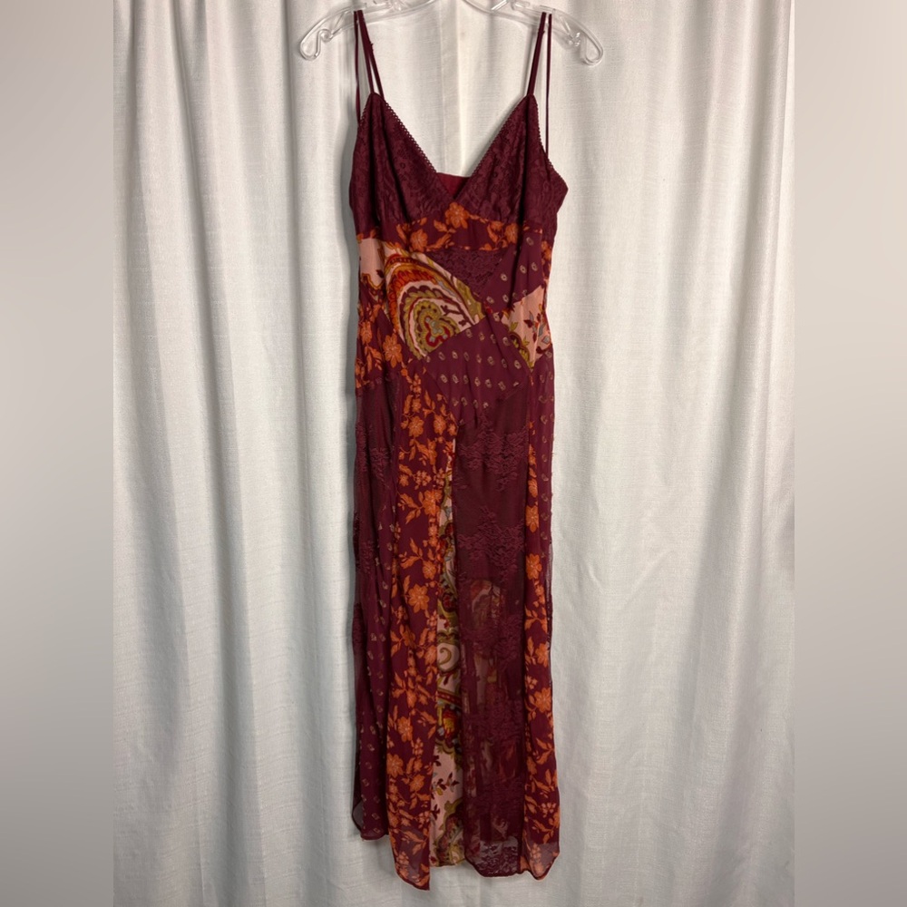 Free People! Evangeline Midi Dress in Brown Combo NWT! - Picture 5 of 11